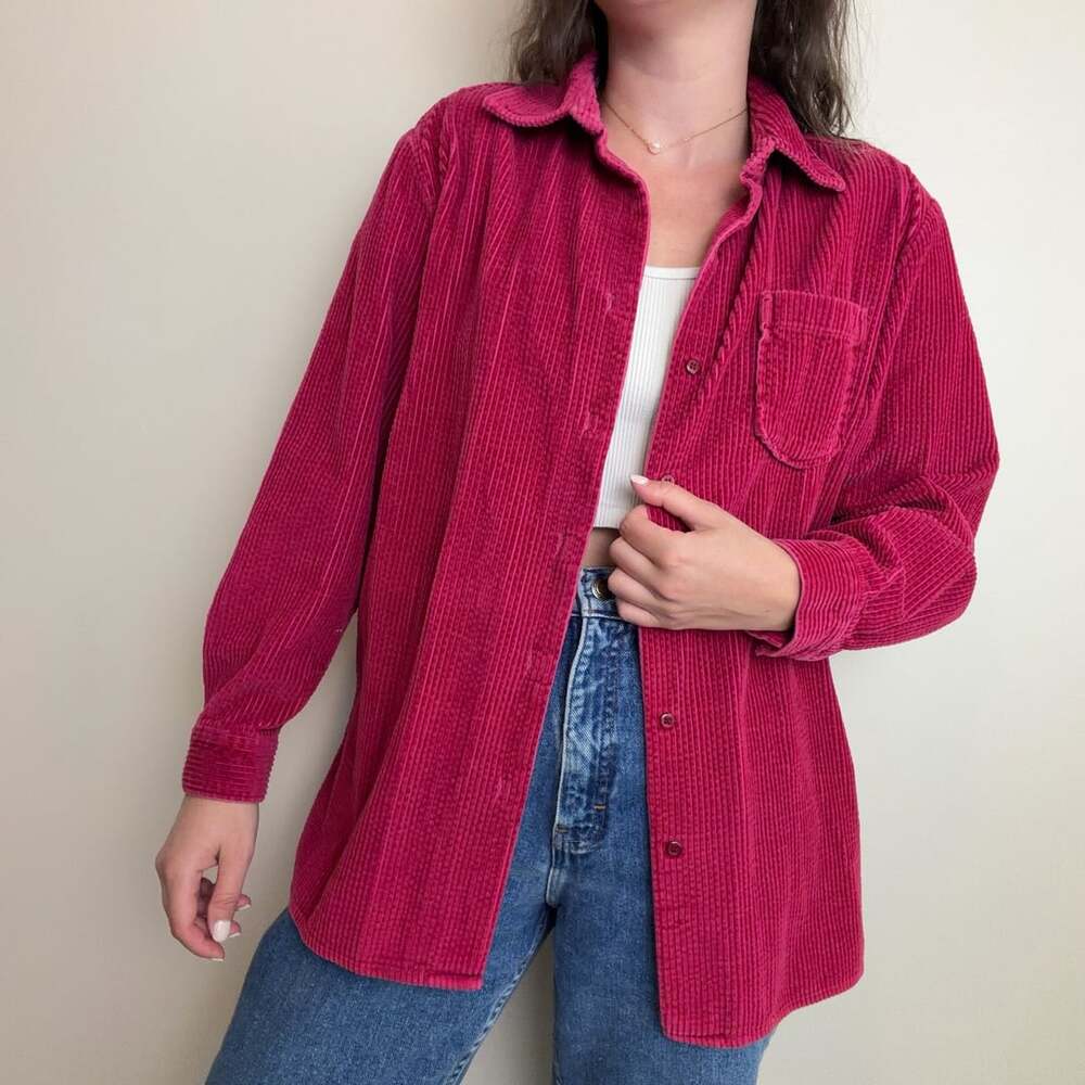 Vintage Berry Pink Corduroy Shacket